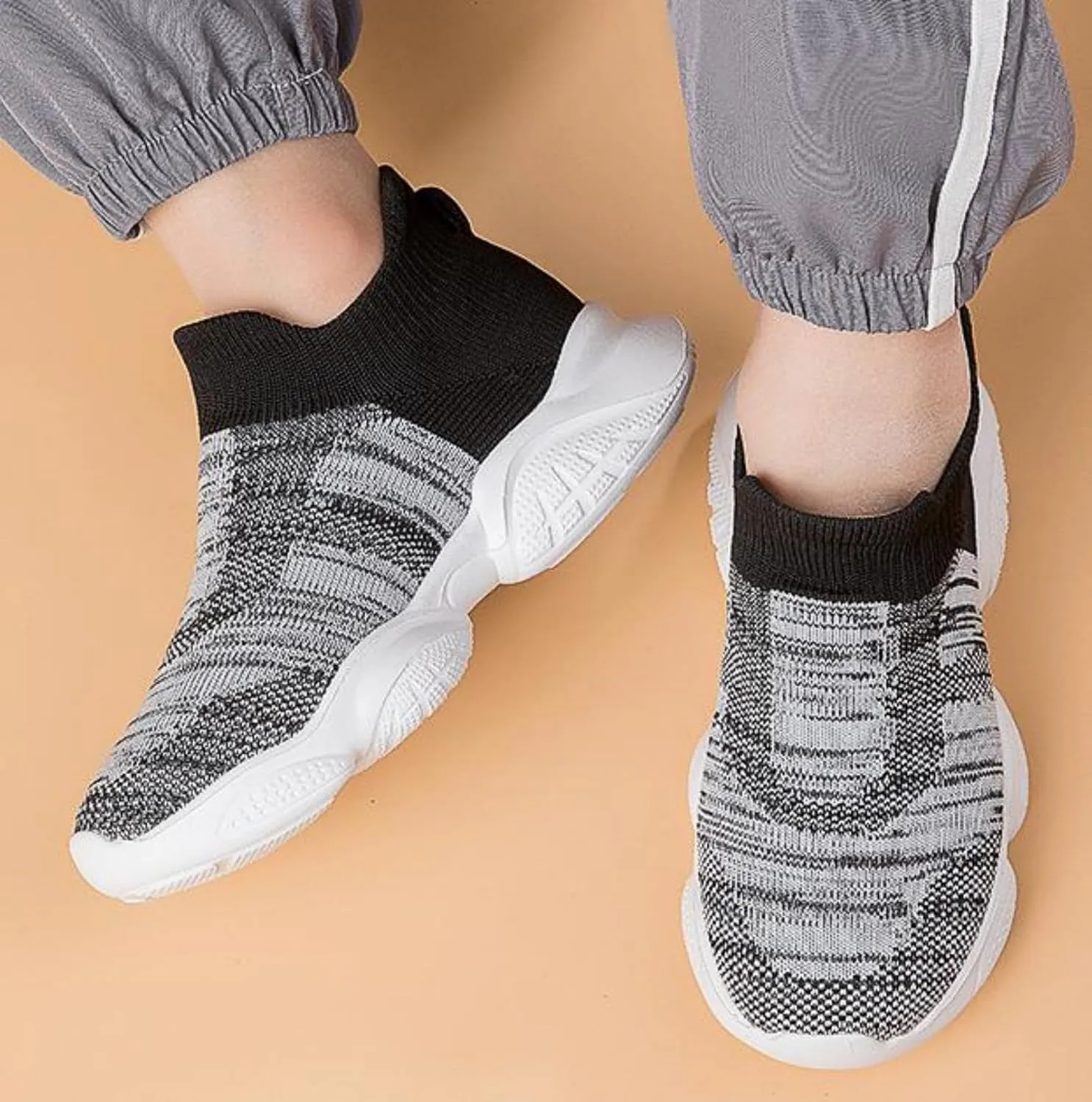 FUNCOS Toddler Shoes Boys Girls Slip-On Sneakers with Arch Support – Breathable Knit Athletic Shoes, Lightweight Flexible Sole for Kids