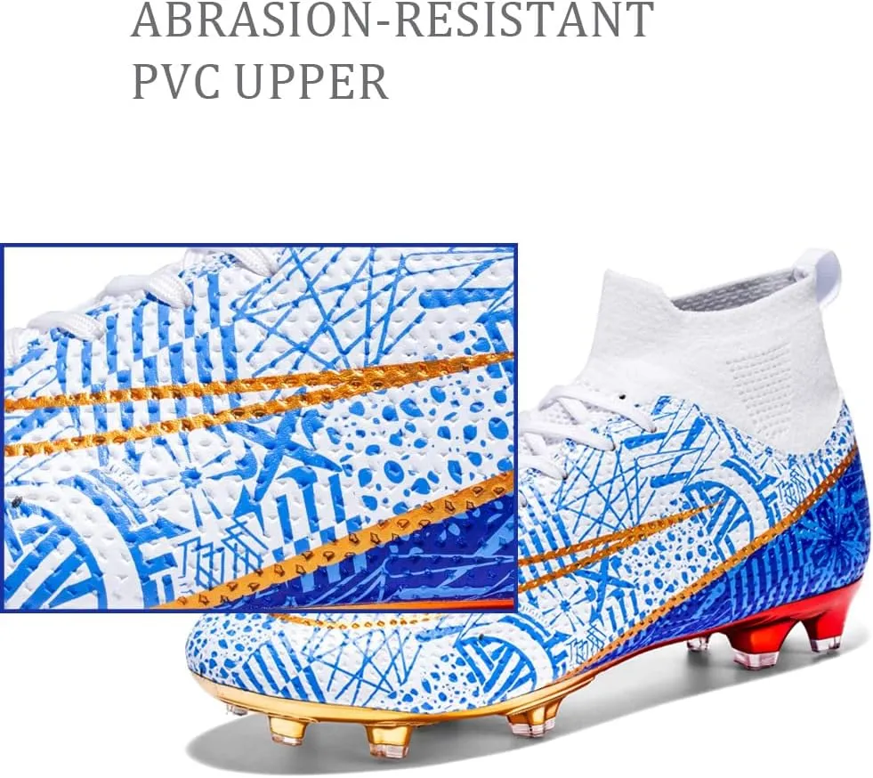 GEXECEUSS Men's Lightweight Football Cleats for Training: Boys High-Top Soccer Boots for Outdoor - Youth Professional Futsal Shoes