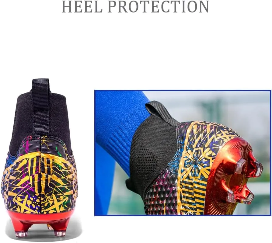 GEXECEUSS Men's Lightweight Football Cleats for Training: Boys High-Top Soccer Boots for Outdoor - Youth Professional Futsal Shoes