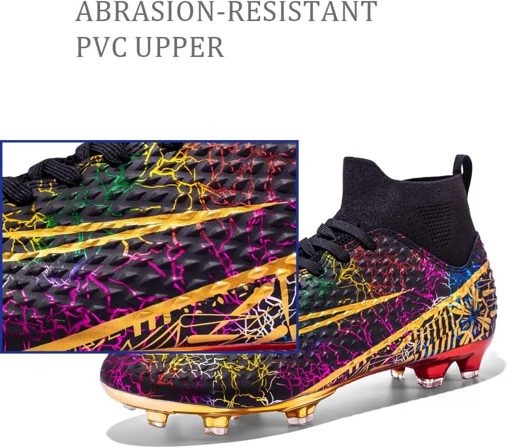 GEXECEUSS Men's Lightweight Football Cleats for Training: Boys High-Top Soccer Boots for Outdoor - Youth Professional Futsal Shoes