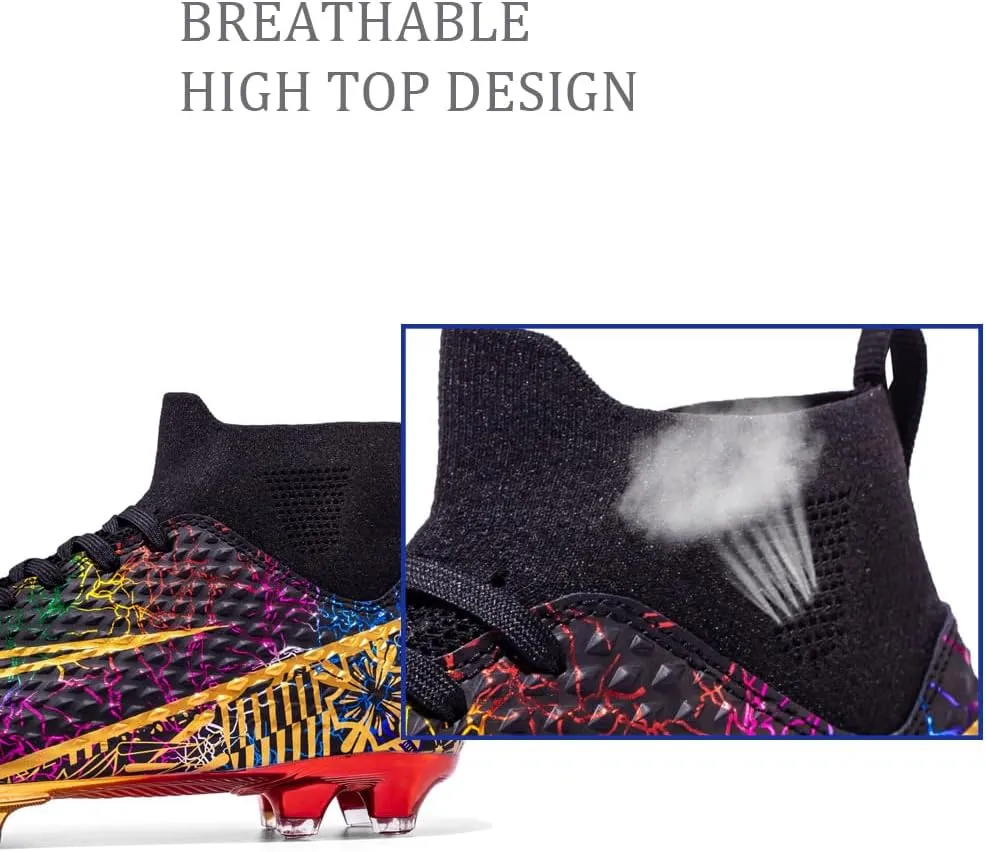 GEXECEUSS Men's Lightweight Football Cleats for Training: Boys High-Top Soccer Boots for Outdoor - Youth Professional Futsal Shoes