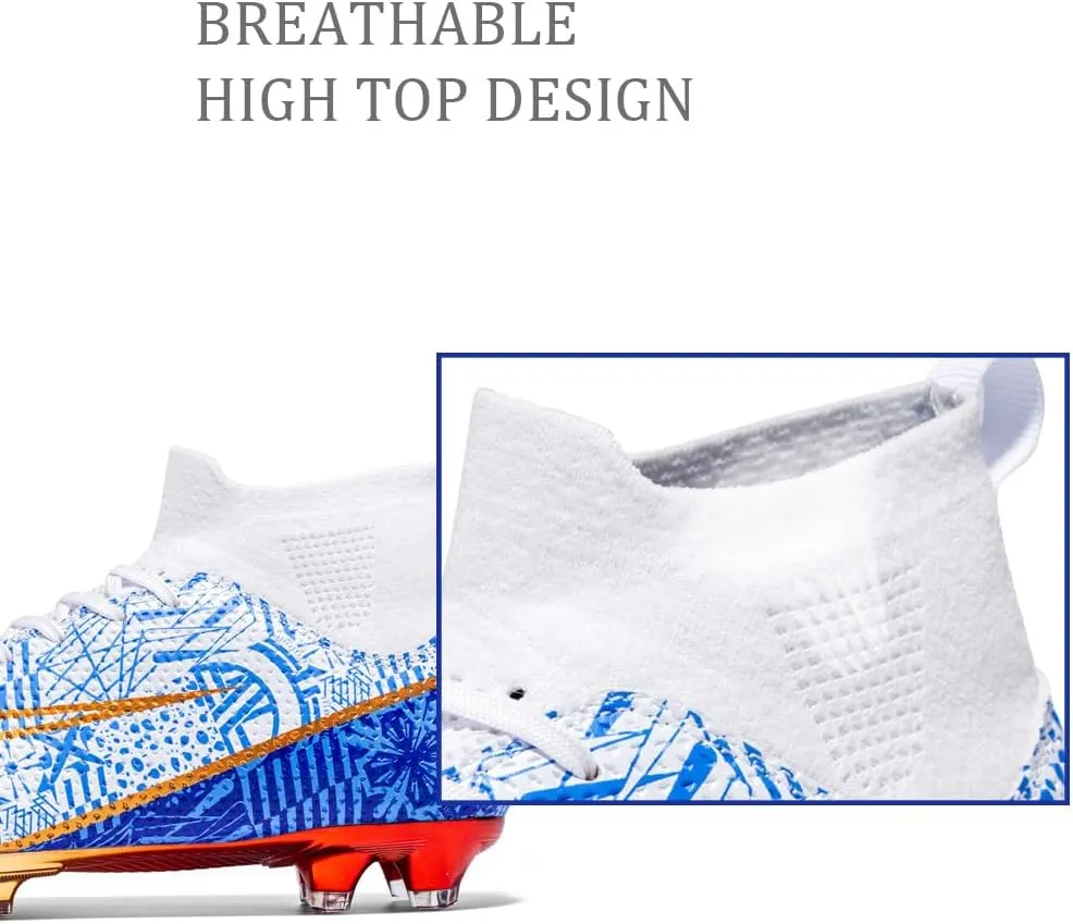 GEXECEUSS Men's Lightweight Football Cleats for Training: Boys High-Top Soccer Boots for Outdoor - Youth Professional Futsal Shoes