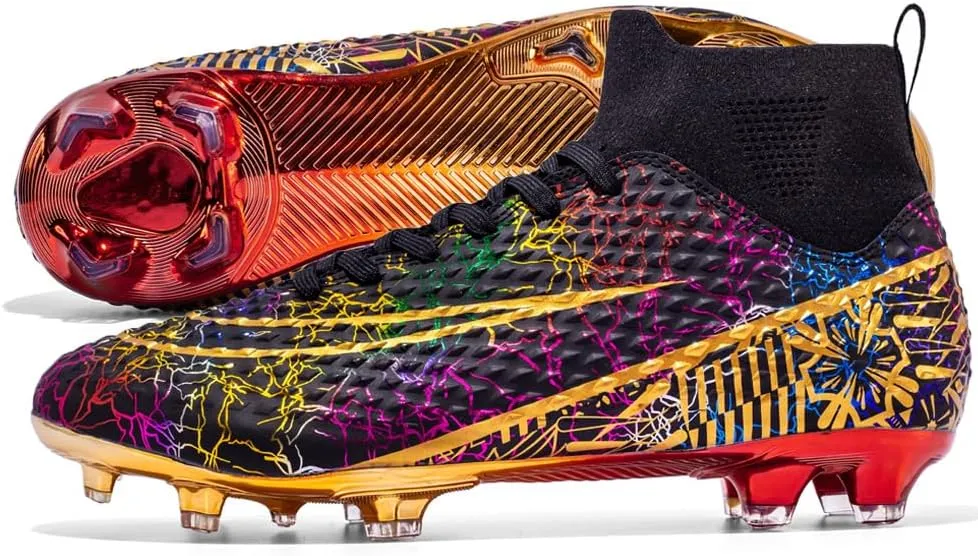 GEXECEUSS Men's Lightweight Football Cleats for Training: Boys High-Top Soccer Boots for Outdoor - Youth Professional Futsal Shoes
