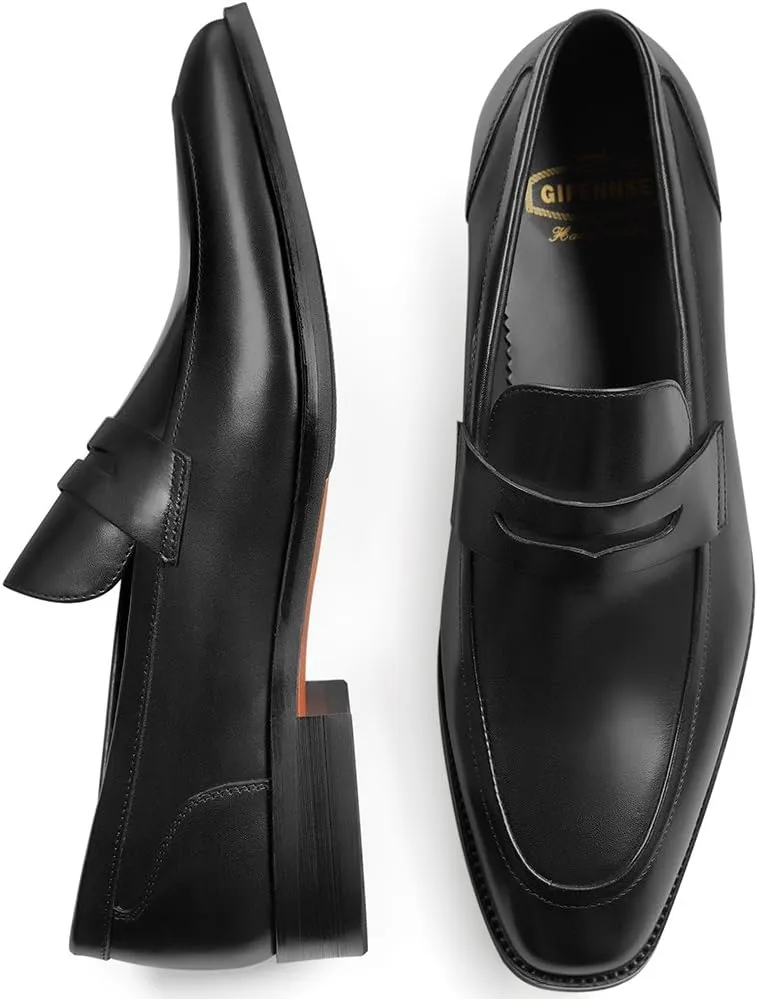GIFENNSE Men's Dress Shoes Slip-On Loafers Formal Leather Shoes for Men