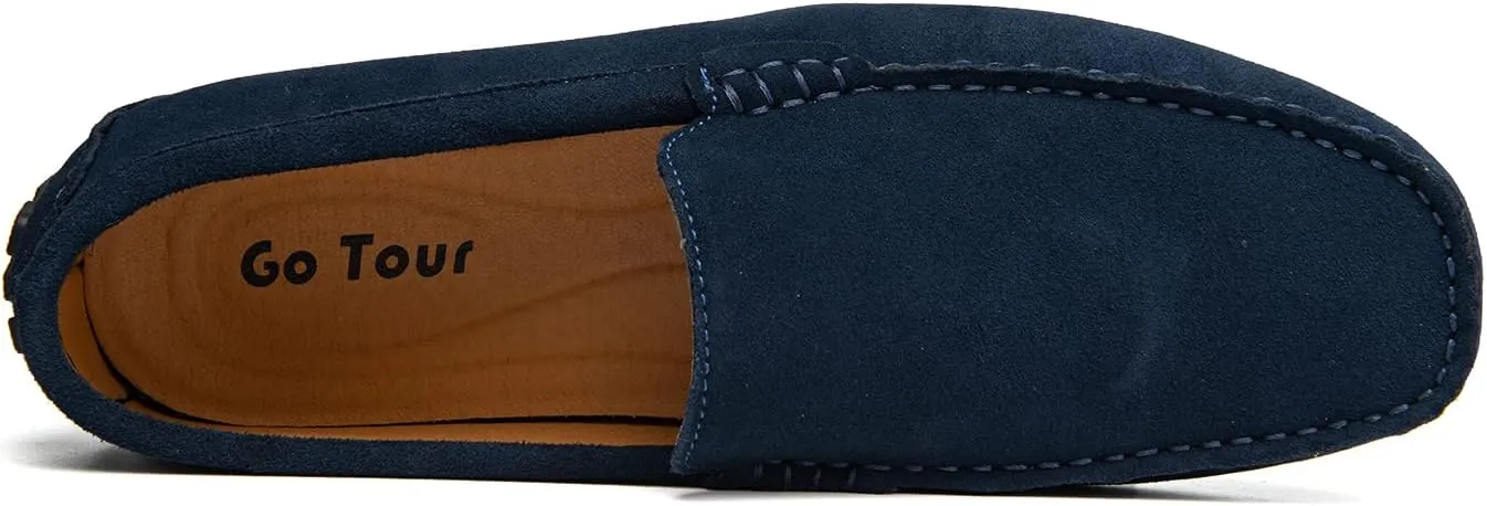 Go Tour Mens Handmade Suede Leather Casual Loafers Shoes