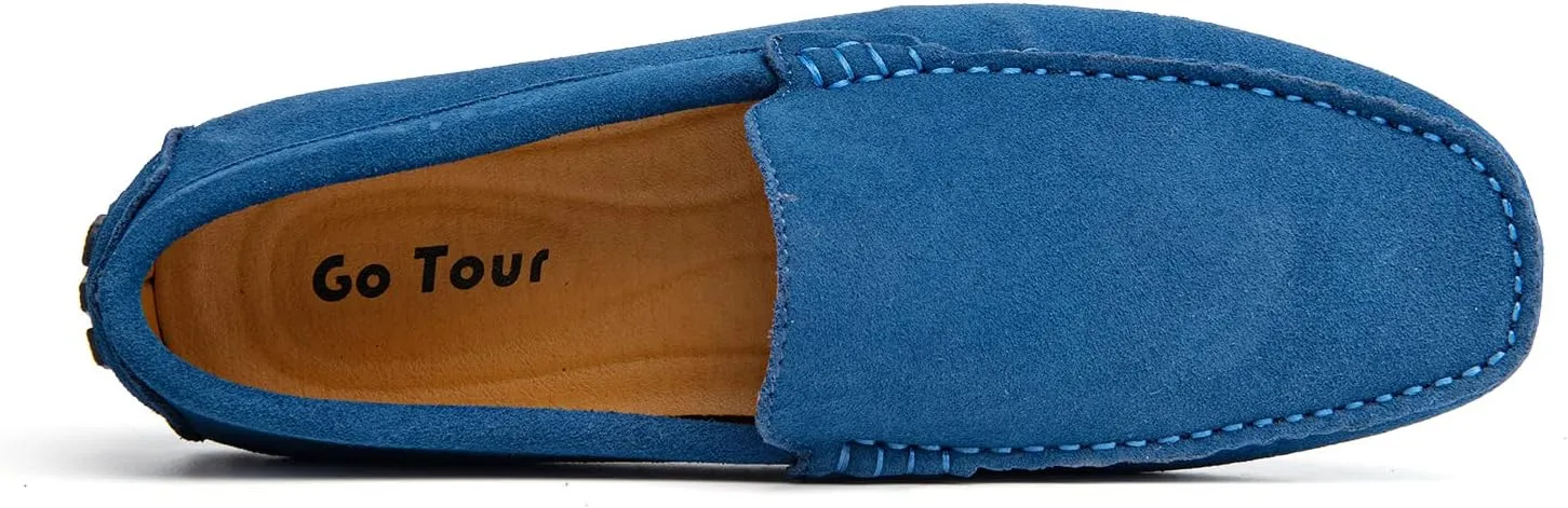 Go Tour Mens Handmade Suede Leather Casual Loafers Shoes