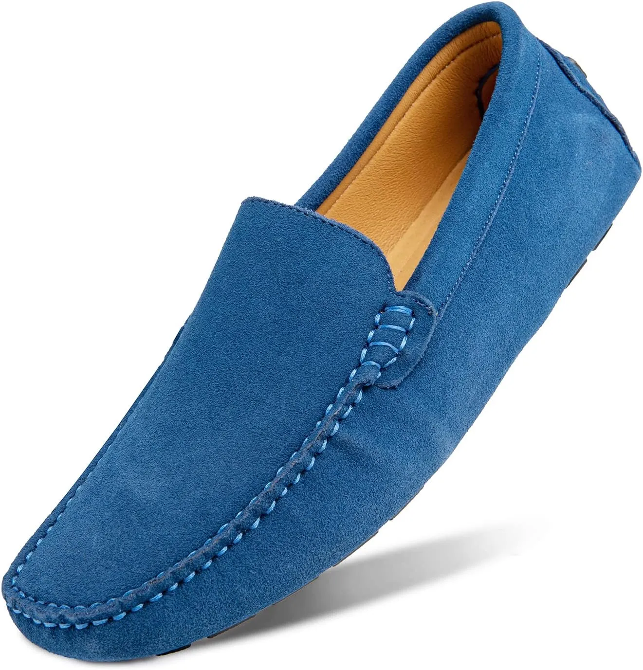 Go Tour Mens Handmade Suede Leather Casual Loafers Shoes
