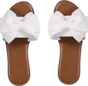 GORGLITTER Women's Bow Sandals Fancy Open Toe Slip On Slide Sandals
