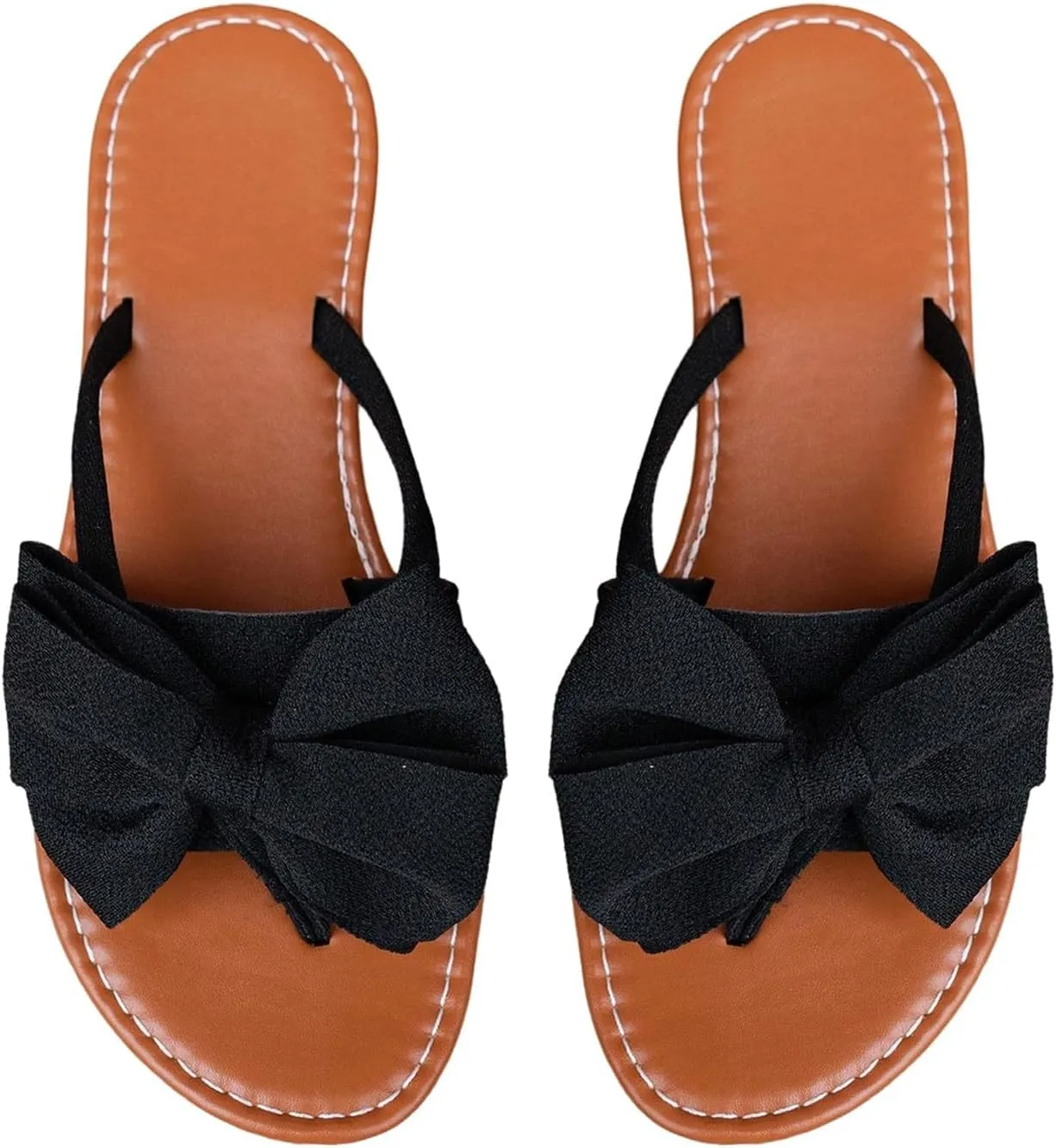 GORGLITTER Women's Leopard Print Bow Flat Sandals Slip On Open Toe Flip Flops Slide Sandal