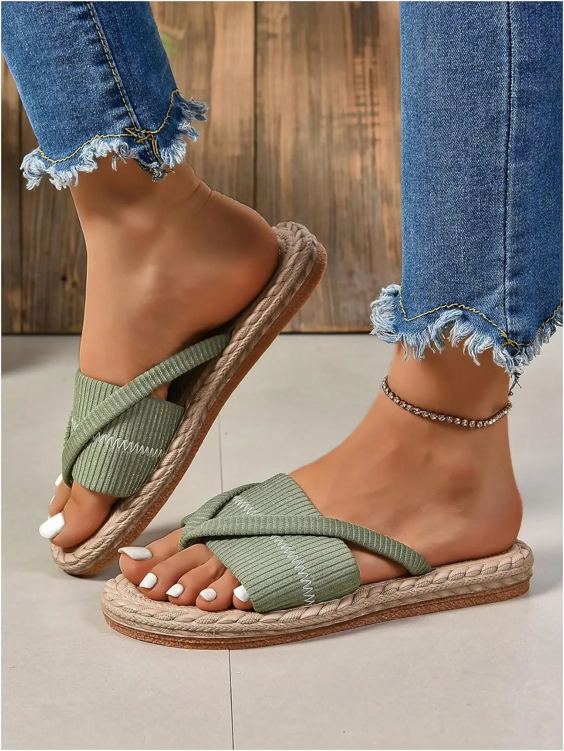 GORGLITTER Women's Open Toe Thong Dressy Sandals Summer Beach Flip Flops Trendy 2025 Slide Sandals