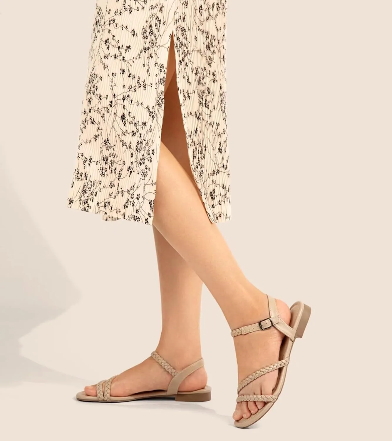 Greatonu Women’s Flat Sandals Slip On Summer Gladiator Open Toe Braided Slingback Shoes