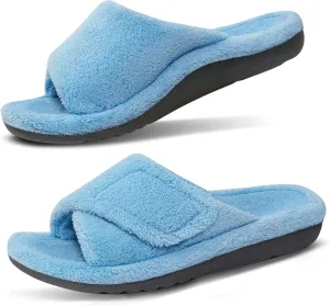 GRITHEIM Women's Orthotic Arch Support Slippers Fuzzy Adjustable Orthopedic Slippers for Plantar Fasciitis Furry Slide for Ladies