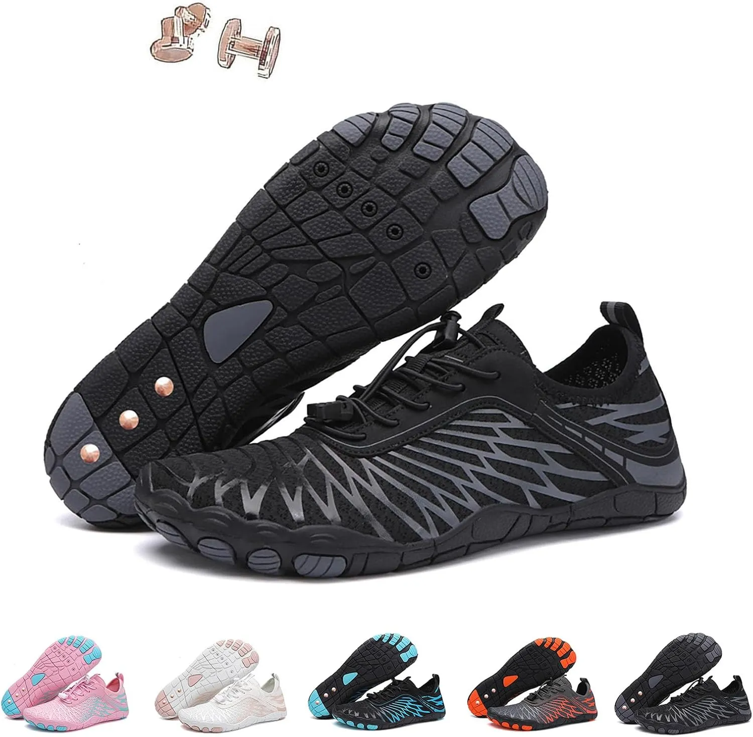 Grounding Shoes with Copper, Women Men Waterproof Trail Running Healthy & Non-Slip Barefoot Shoes, Slip-On Hike Footwear Minimalist Athletic
