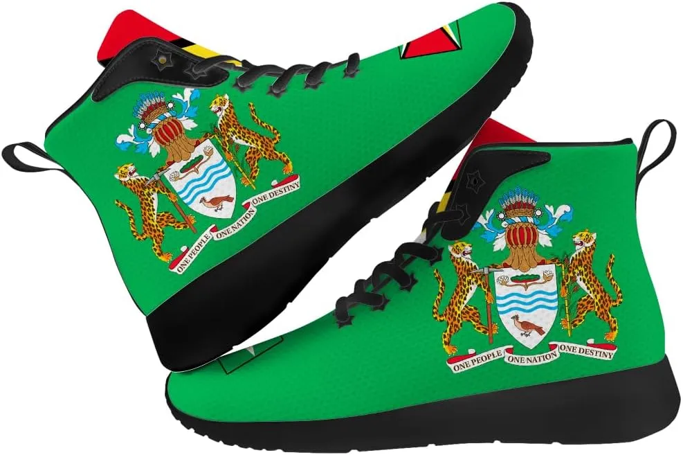 Guyana Flag Shoes for Women Men High Top Sneakers High Top Shoes Gifts for Women Men