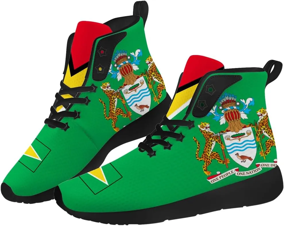 Guyana Flag Shoes for Women Men High Top Sneakers High Top Shoes Gifts for Women Men