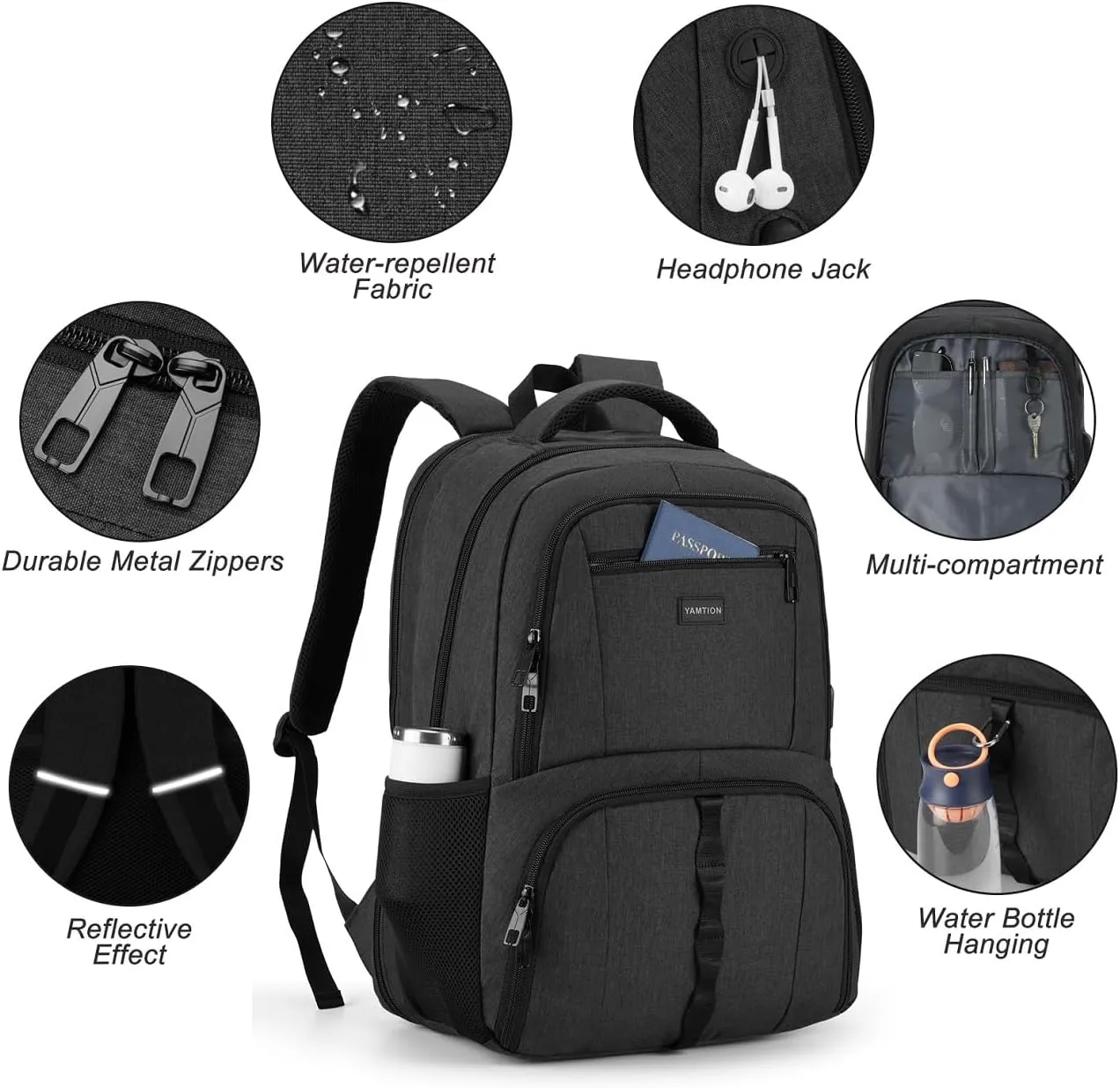 Gym Backpack for Men Women with Shoe Compartment,17,3 Inch Bookbag for Boys with USB Port for Workout College Sport