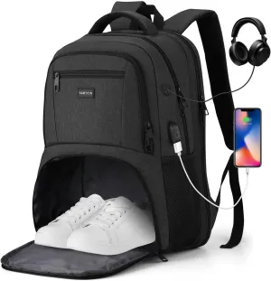 Gym Backpack for Men Women with Shoe Compartment,17,3 Inch Bookbag for Boys with USB Port for Workout College Sport