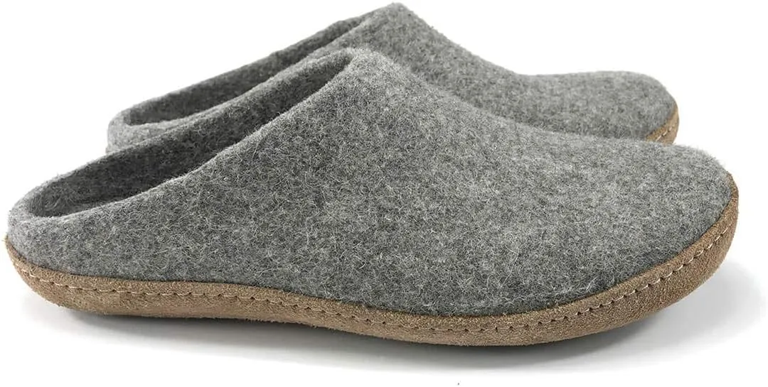 Handmade Wool Felt Slippers with Arch Support and Leather Sole