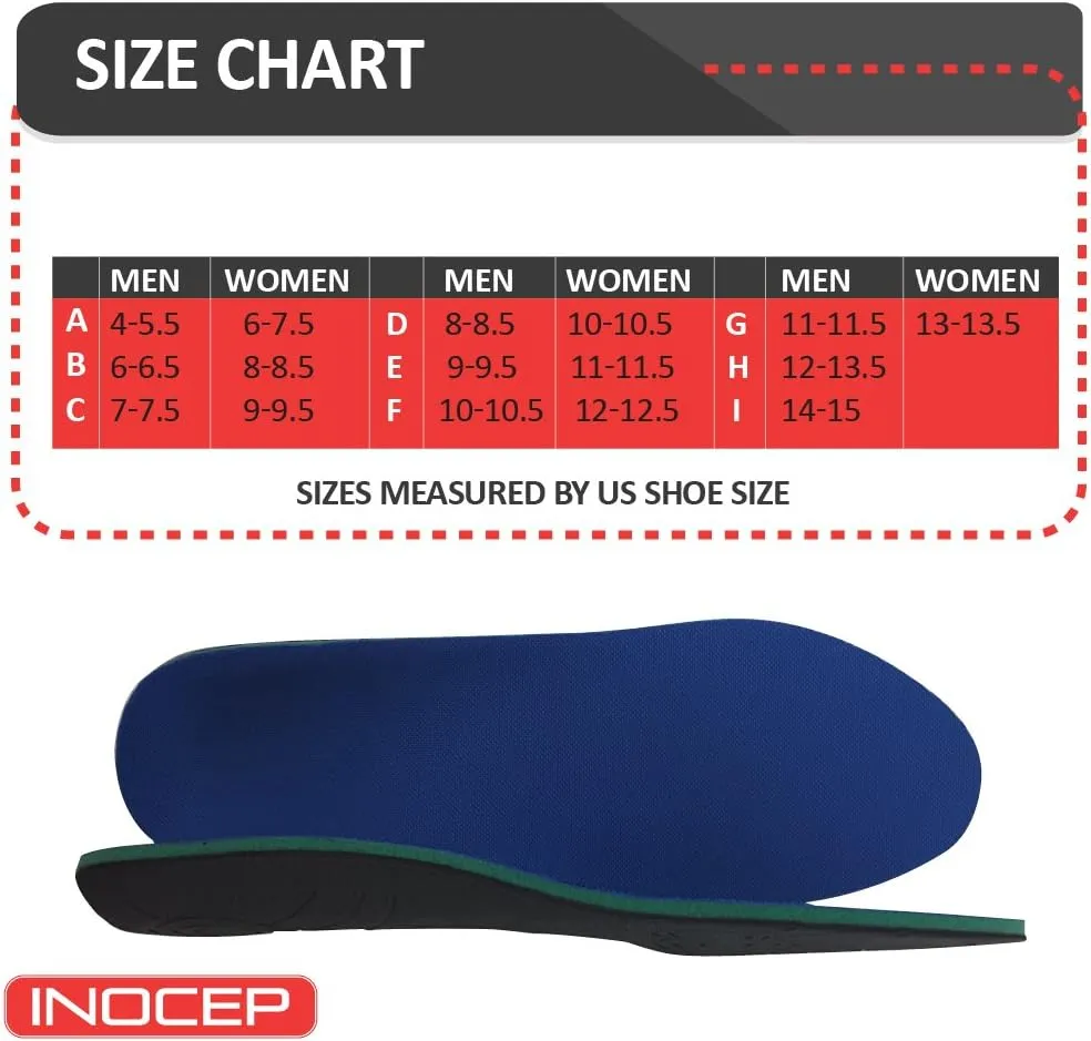 Heat Formable Orthotic Insoles, Full - Rigid Custom Arch Support Insert Size G