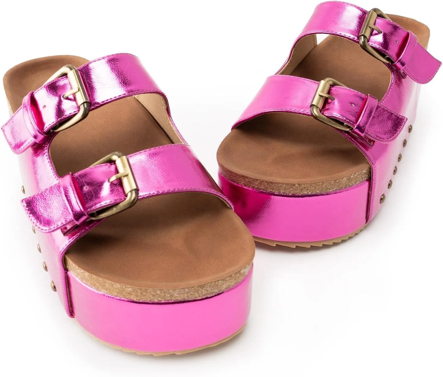heelchic Platform Sandals Women, Chunky Platform Wedges with Arch Support, Big Buckle Casual Open Toe Slide Sandals