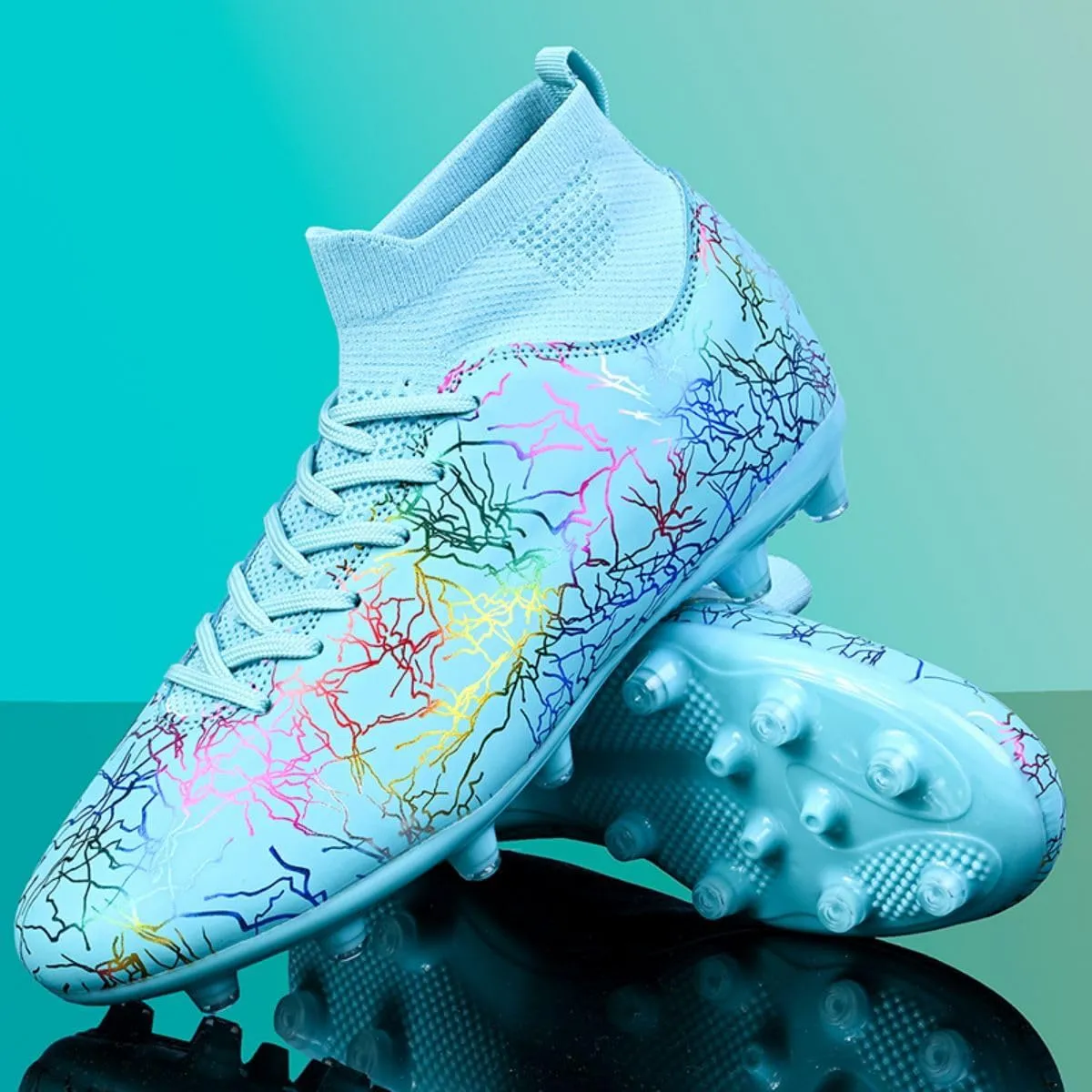 HESBITEUL Soccer Cleats for Men Women Football Turf Boys AG Spikes Youth High Top Firm Ground Big Kids Soccer Sneaker