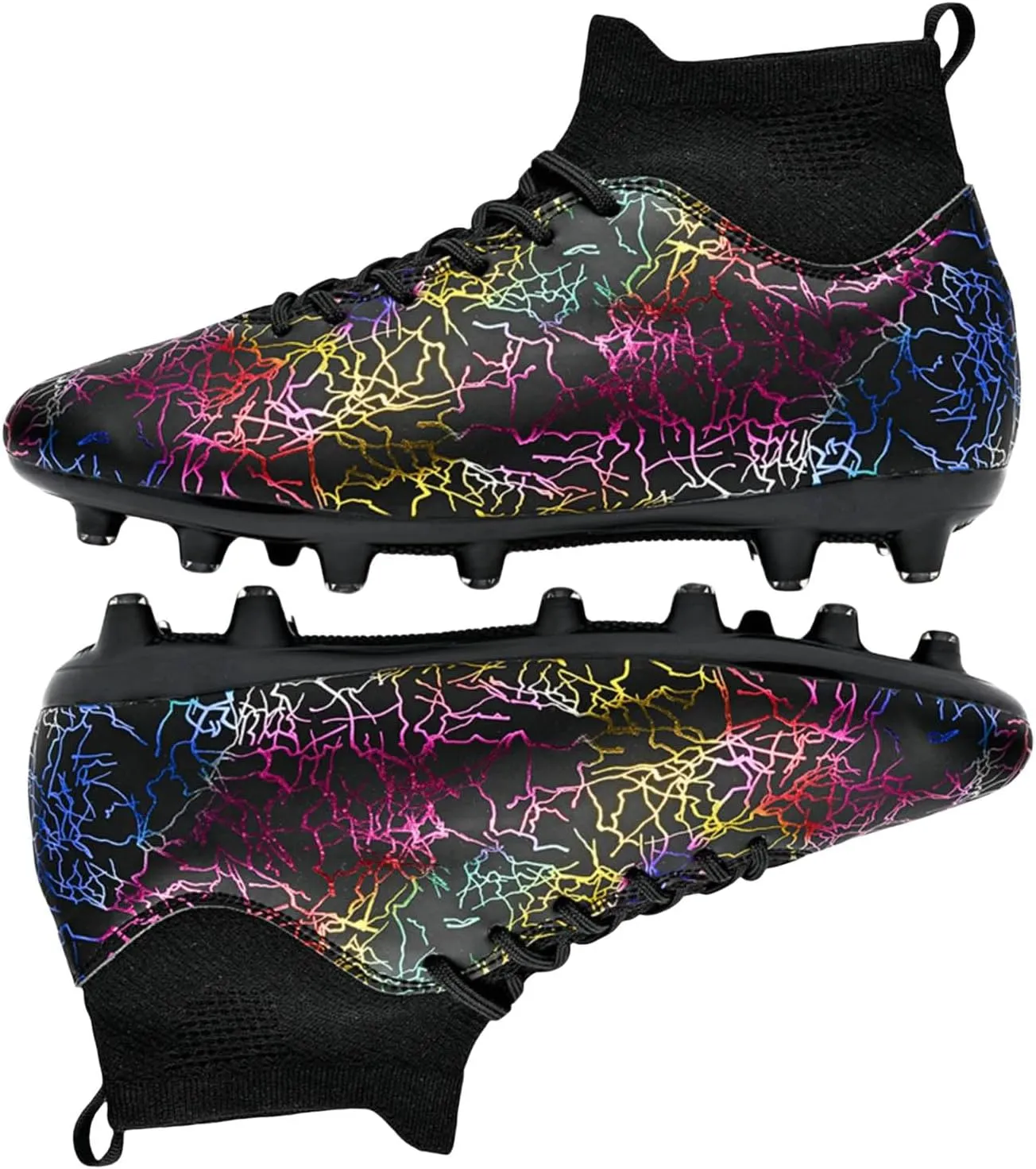 HESBITEUL Soccer Cleats for Men Women Football Turf Boys AG Spikes Youth High Top Firm Ground Big Kids Soccer Sneaker