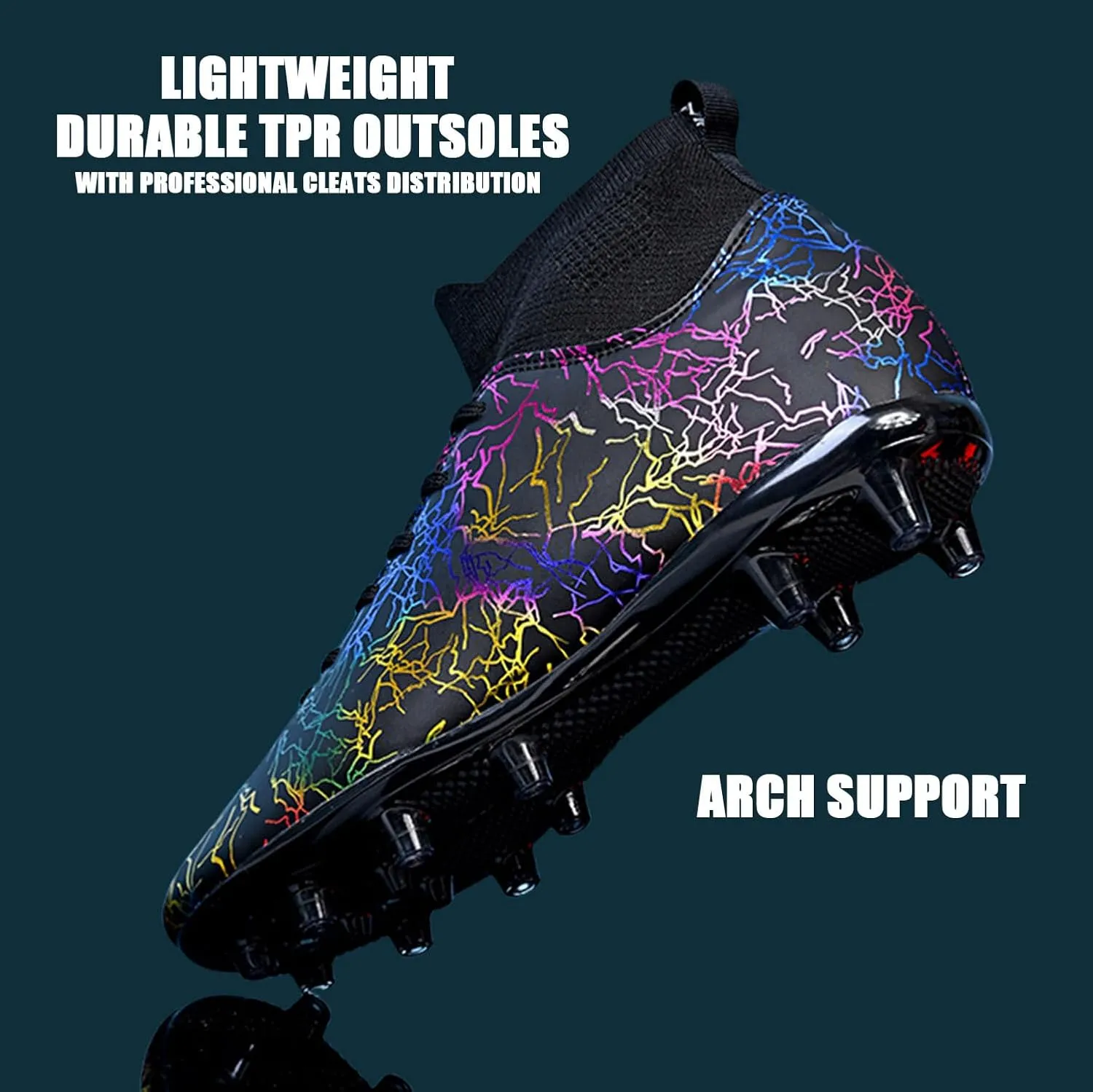 HESBITEUL Soccer Cleats for Men Women Football Turf Boys AG Spikes Youth High Top Firm Ground Big Kids Soccer Sneaker