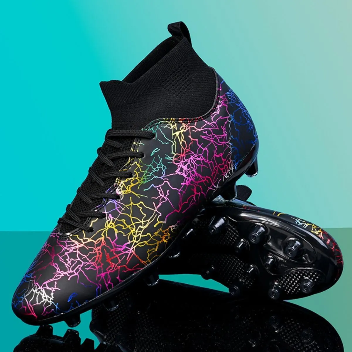 HESBITEUL Soccer Cleats for Men Women Football Turf Boys AG Spikes Youth High Top Firm Ground Big Kids Soccer Sneaker