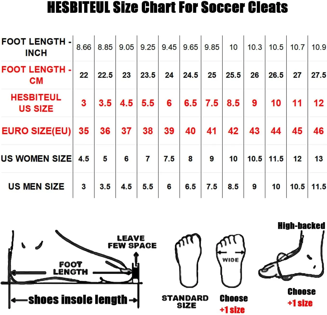 HESBITEUL Soccer Cleats for Men Women Football Turf Boys AG Spikes Youth High Top Firm Ground Big Kids Soccer Sneaker
