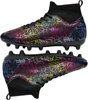 HESBITEUL Soccer Cleats for Men Women Football Turf Boys AG Spikes Youth High Top Firm Ground Big Kids Soccer Sneaker