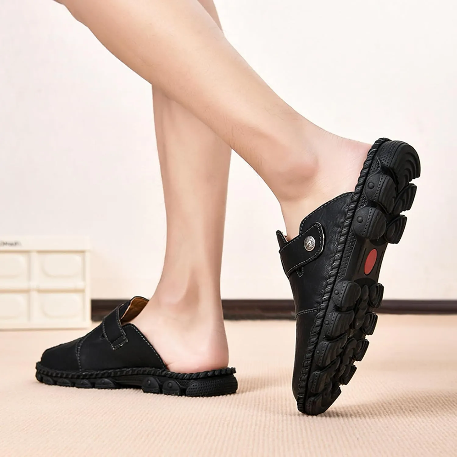 Honeystore Men's Non-Slip Flat Slide Sandals Slip-on Beach Shoes