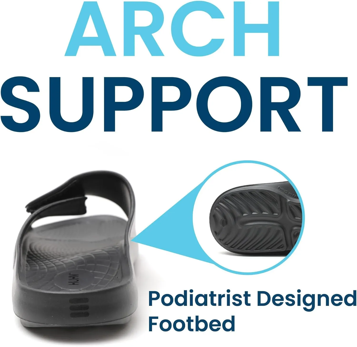 HUHV Recovery Comfort Sandals- Orthopedic Flip-Flop and Slide Sandals with Arch Support and Extra Cushion EVA Footbed for Men and Women