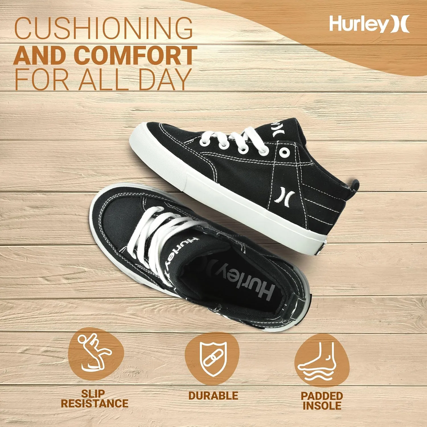 Hurley Roddy Kids High Top Skateboard Sneakers, Sports Shoes for Boys and Girls