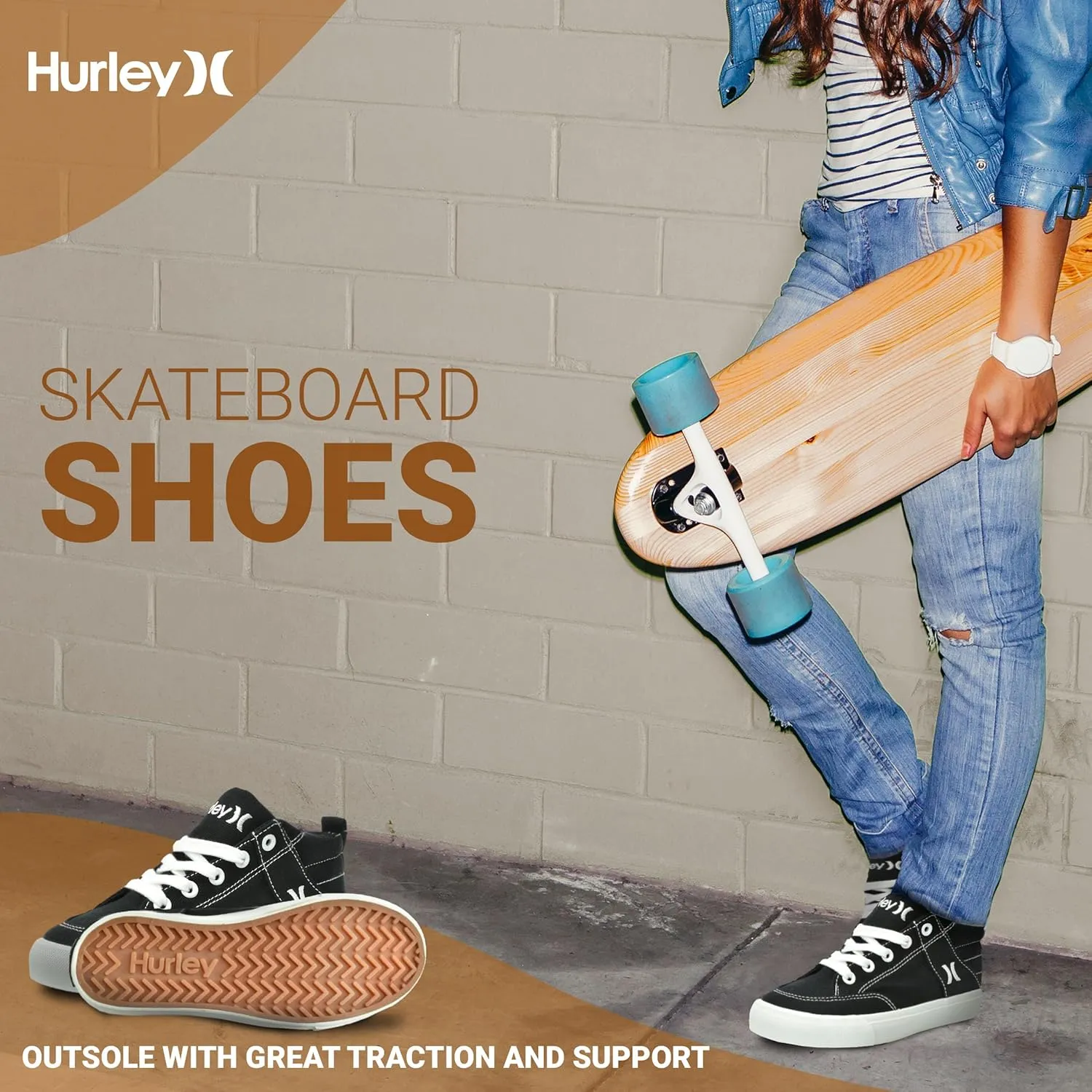 Hurley Roddy Kids High Top Skateboard Sneakers, Sports Shoes for Boys and Girls