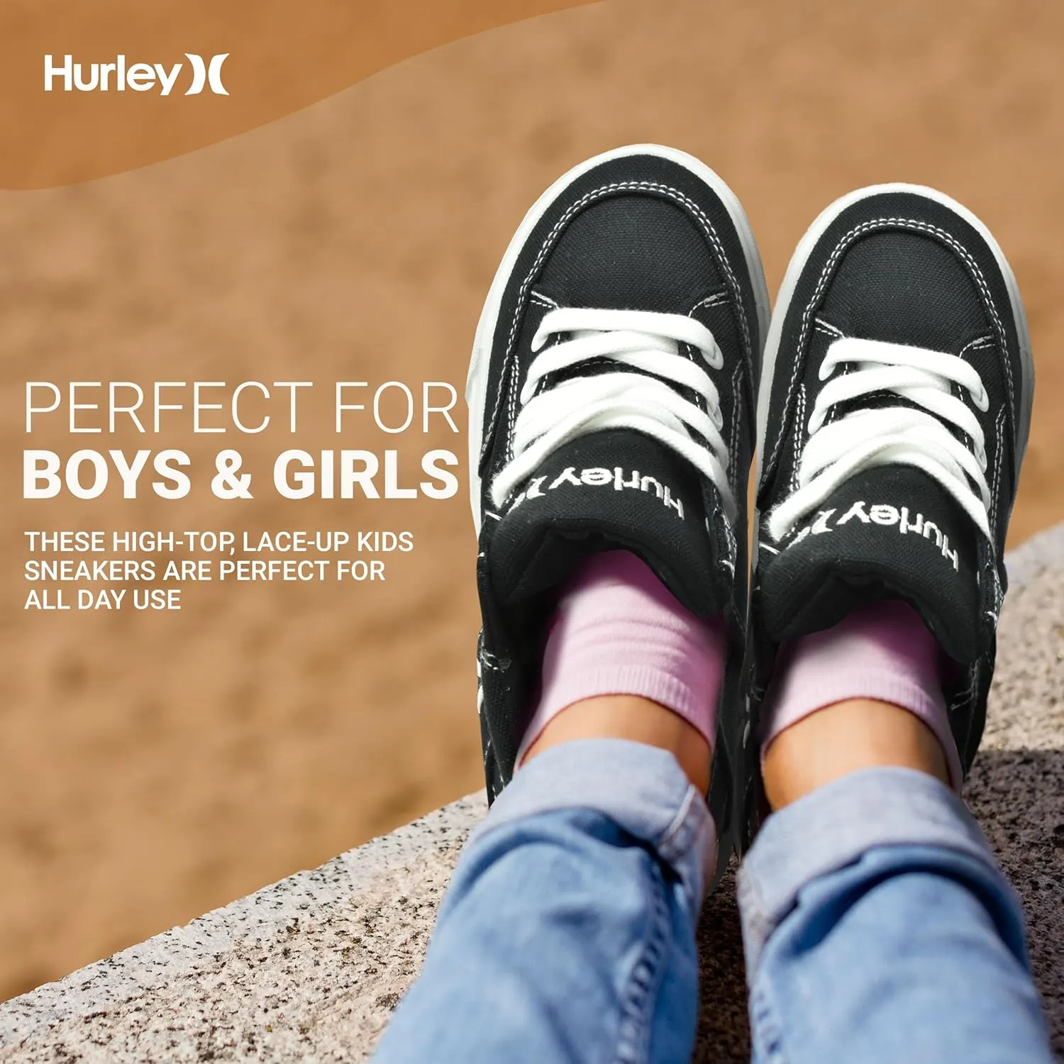 Hurley Roddy Kids High Top Skateboard Sneakers, Sports Shoes for Boys and Girls