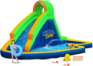 Hydro Rush - 19'x11' Inflatable Water Slide Blower - Splash Area - Water Cannon - Climbing Wall
