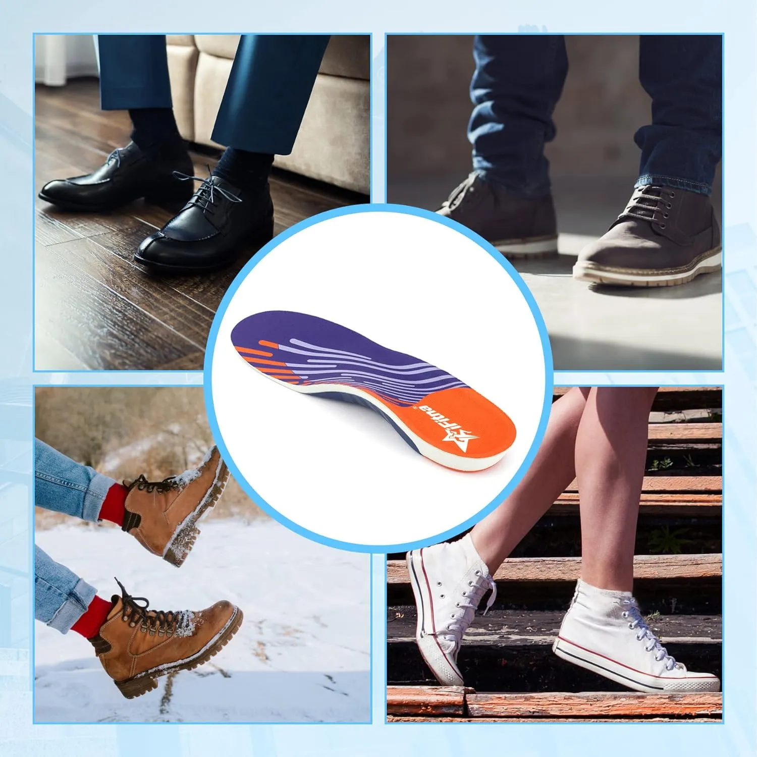 iFitna Plantar Fasciitis High Arch Support Insoles for Men Women Orthotic Shoe Inserts Relief Feet Pain Flat Feet