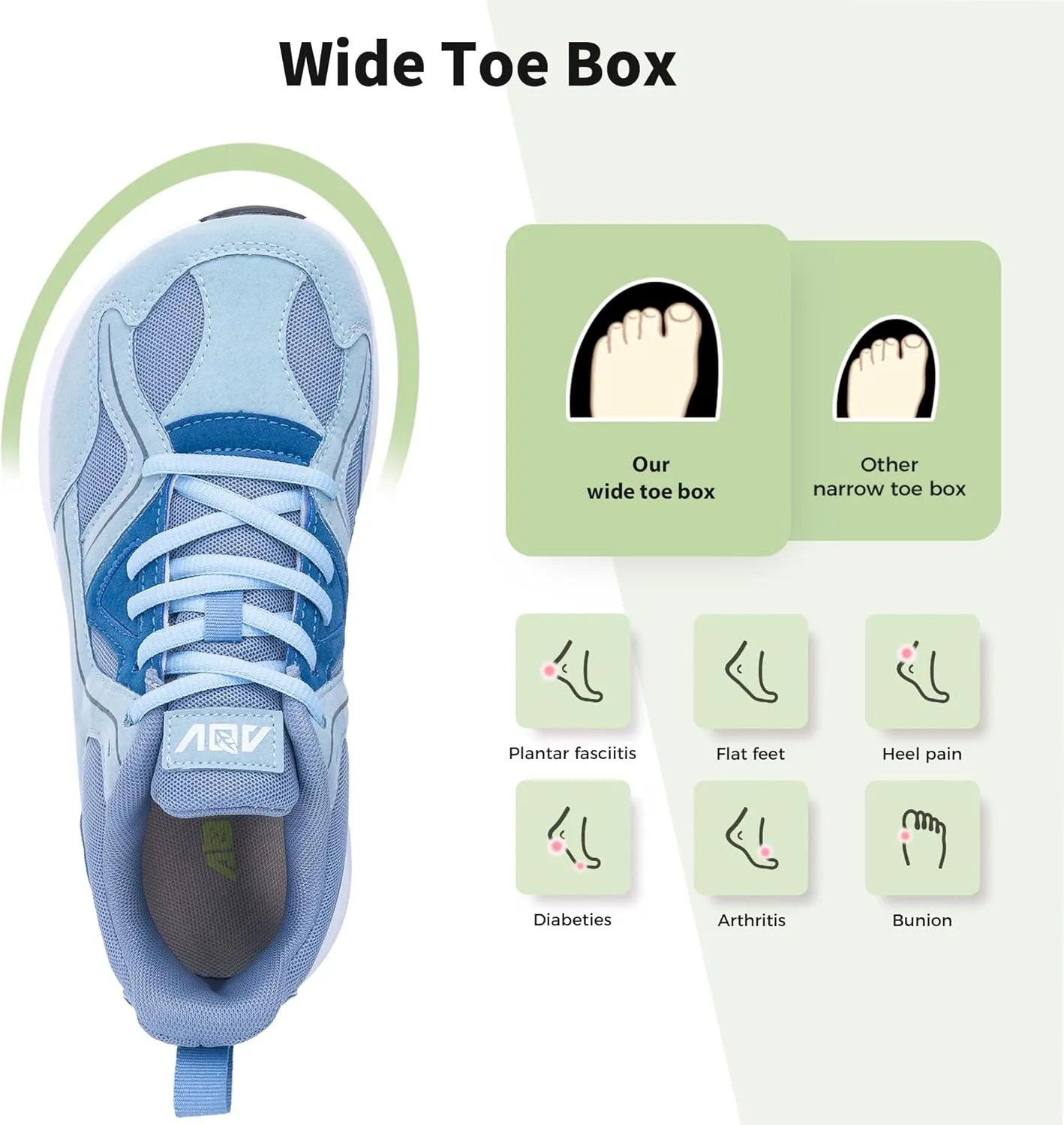 IIV Wide Toe Box Shoes for Women | Arch Support Walking Tennis Sneakers | Orthotic Shoes for Bunions, Plantar Fasciitis