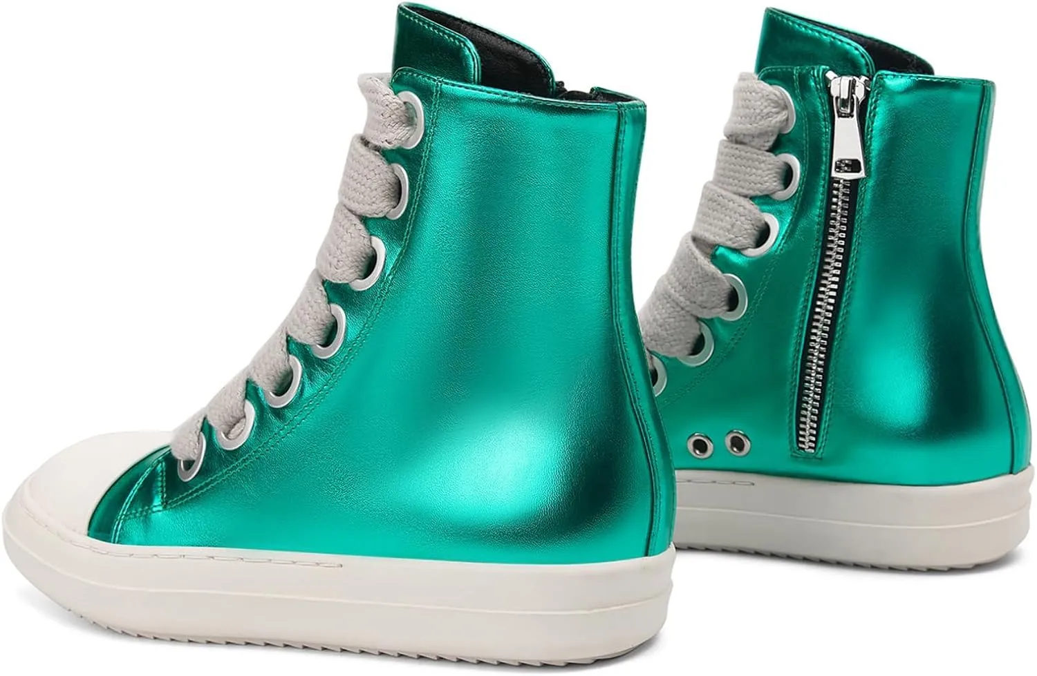 IMPREMEY Women's High Top Sneakers Lace Up PU Leather Shoes with Thick Soles and Zipper, Fashionable Walking Shoes