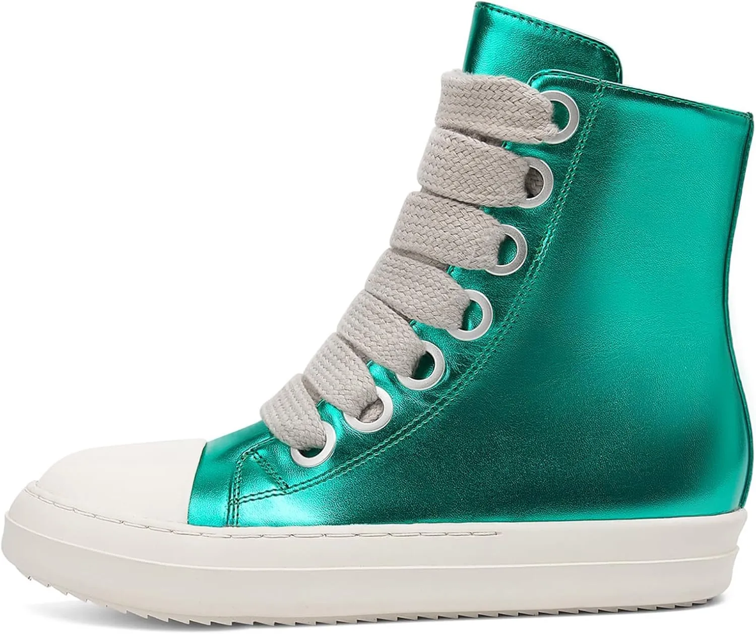 IMPREMEY Women's High Top Sneakers Lace Up PU Leather Shoes with Thick Soles and Zipper, Fashionable Walking Shoes