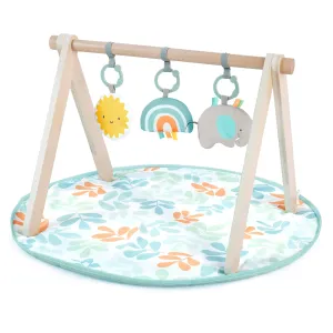 Ingenuity: ity Sun Valley Wooden Toy Arch & Baby Play Mat, Foldable A-Frame Bar with 3 Removable Toys, Machine-Washable Mat, Unisex, for Ages 0-36 Months