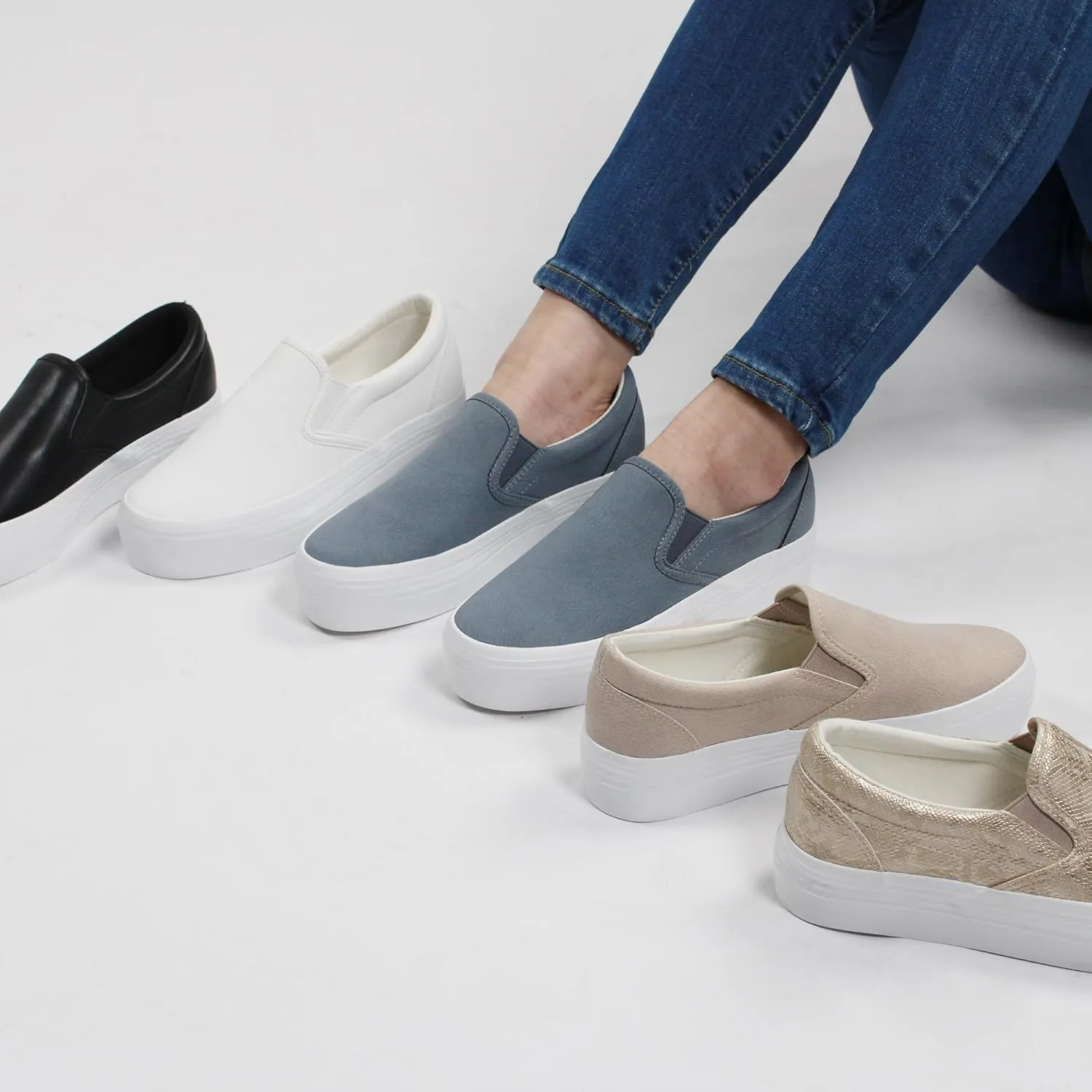 JABASIC Women Slip-on Platform Loafers Casual Comfortable Loafer Shoes
