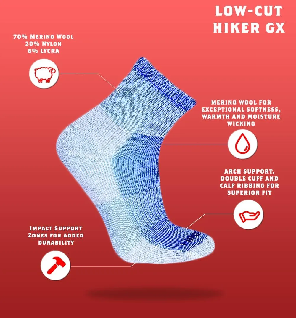 J.B. Field's 74% Merino Wool Low-cut Hiking Socks for Men & Women, for Fall, Summer, Trekking & Outdoor 3 Pairs