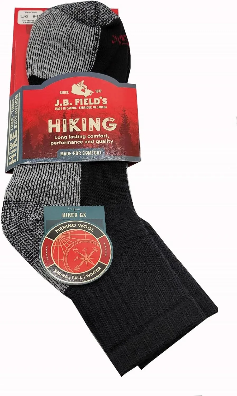 J.B. Field's 74% Merino Wool Low-cut Hiking Socks for Men & Women, for Fall, Summer, Trekking & Outdoor 3 Pairs