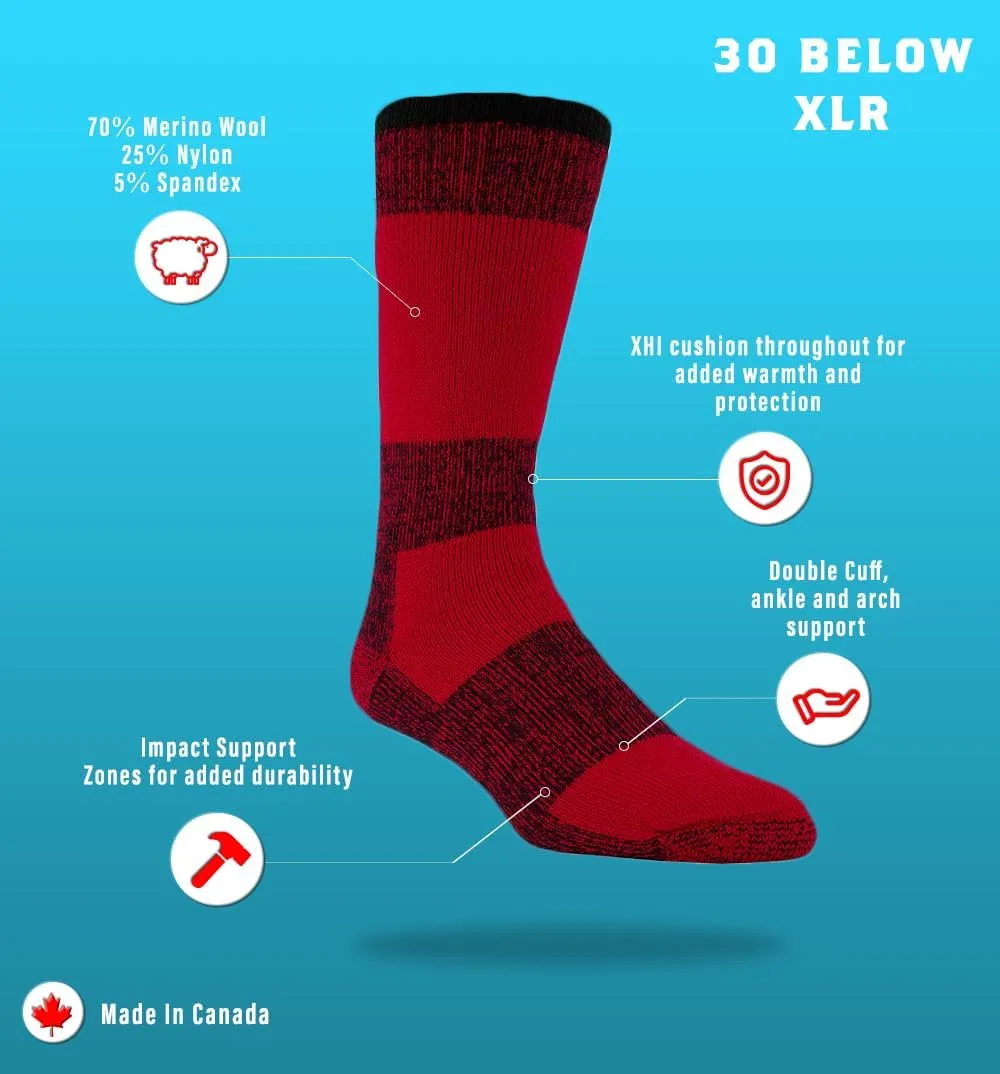 J.B. Field's Icelandic -30 Below XLR Merino Wool Thermal Winter Socks for Hiking, Trekking & Outdoor Activity, 2 Pairs