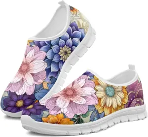 Jeiento Boho Blossom Womens Casual Loafer Slip On Lightweight Comfort Travel Walking Flats Shoes
