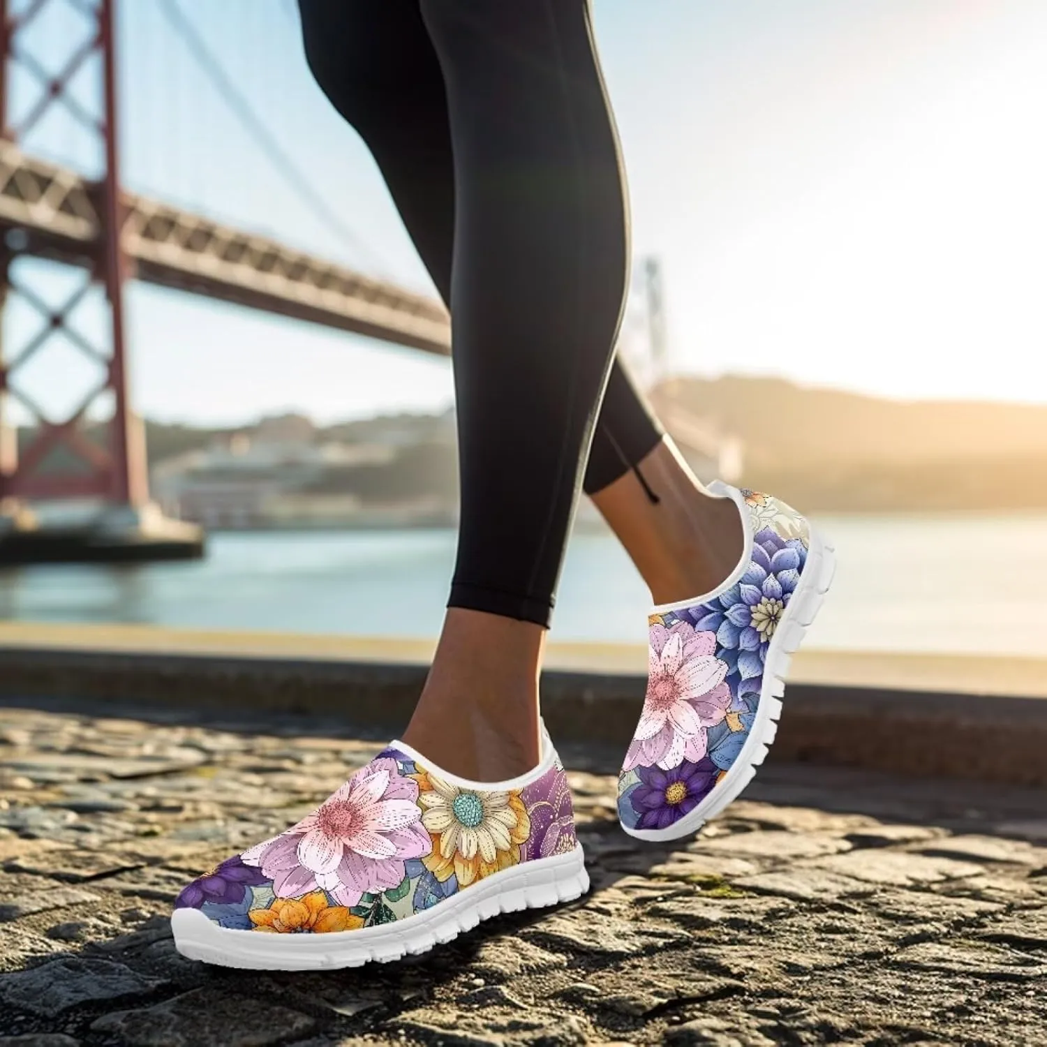 Jeiento Boho Blossom Womens Casual Loafer Slip On Lightweight Comfort Travel Walking Flats Shoes