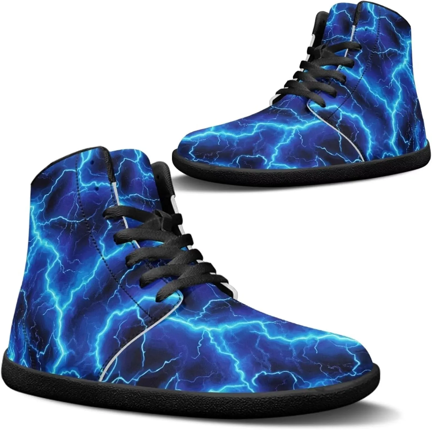 Jeiento Nature Pattern Mens Walking Shoes High Top Barefoot Running Shoes Wide Toe