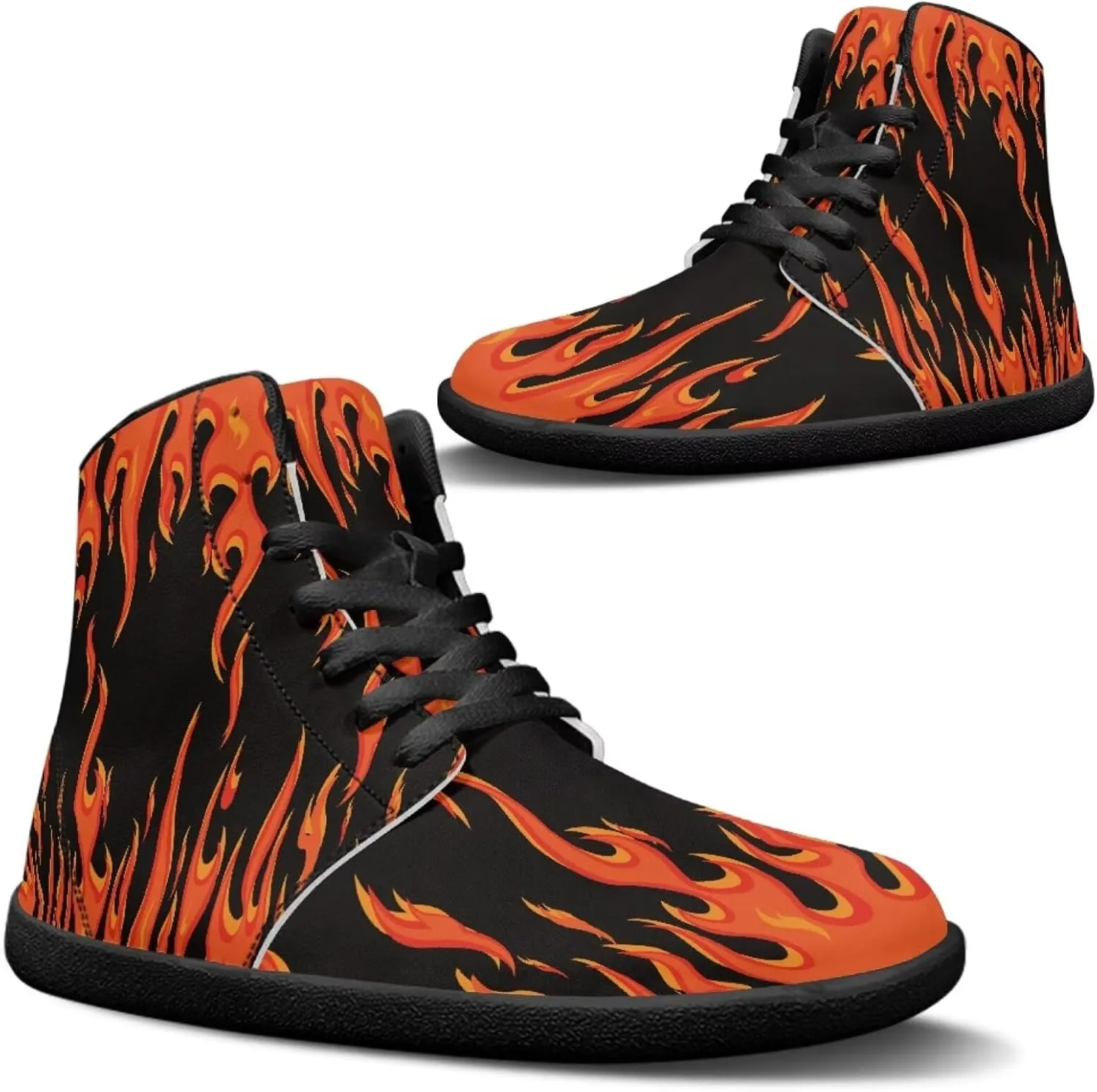 Jeiento Nature Pattern Mens Walking Shoes High Top Barefoot Running Shoes Wide Toe