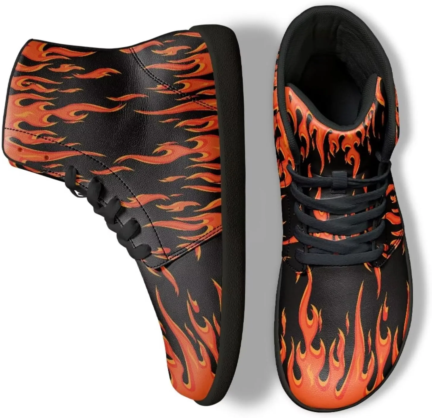 Jeiento Nature Pattern Mens Walking Shoes High Top Barefoot Running Shoes Wide Toe